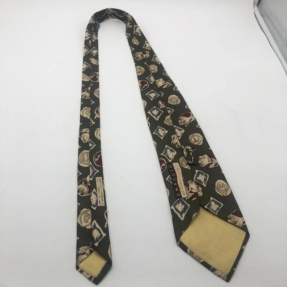 Omaggio by Robert Talbot Men's 100% Pure Silk Neck Tie‎ Green Fall Colors Italy